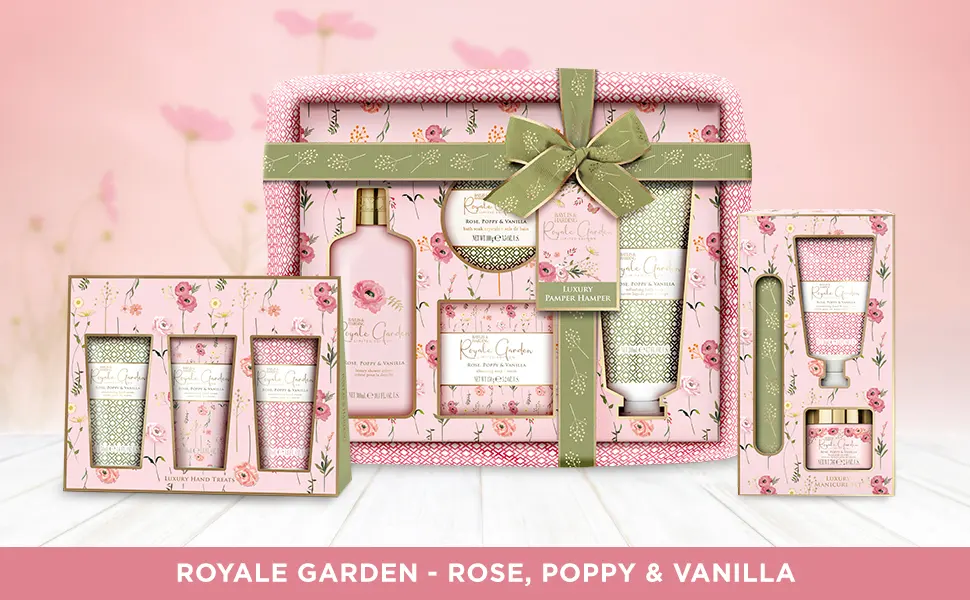 Baylis & Harding Royale Garden Rose Poppy & Vanilla Luxury Manicure Gift Set (Pack of 1) - Vegan Friendly - Lifestyle Image