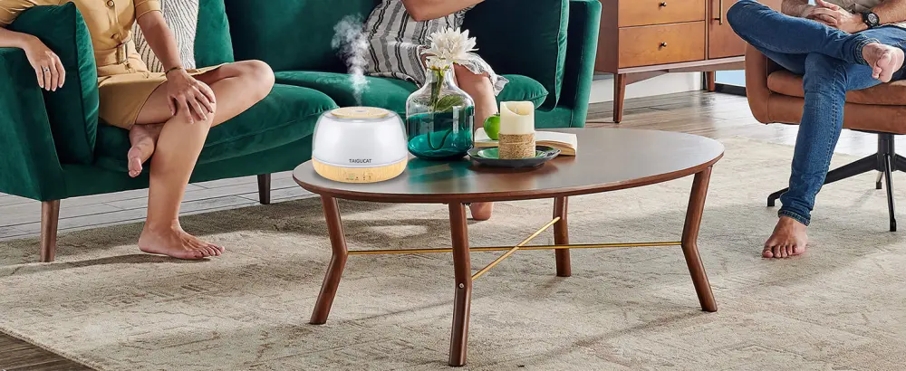 TAIGUCAT 300ML Aromatherapy Essential Oil Diffusers for Home 8 Hours Quiet Electric Air Diffuser with USB-C Power Cord Remote Control 7 LED Color Changing Lights Bottom - Yellow - product information 14
