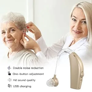 JD Health Tech | Hearing Amplifier Aid Rechargeable Digital Personal Sound Amplifier Devices for Adults BTE Pair - Hearing Amplifier being fitted