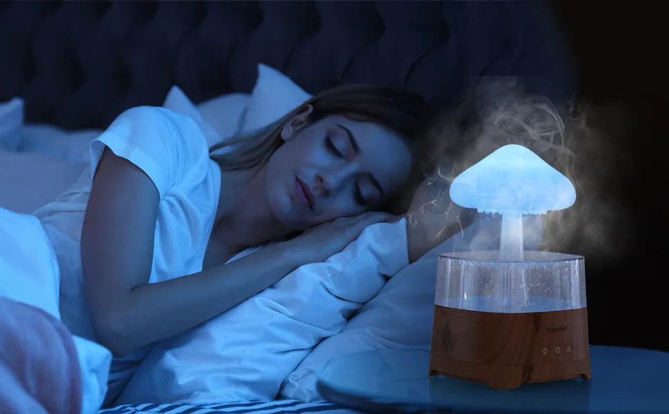 Kavolet Rain Cloud Humidifier with Remote Control White Noise Aroma Diffuer with 3 Level Adjustable Raindrop Night Light Humidifier with 7 Color Changing Lights for Bedroom and Office (White) - product information 4