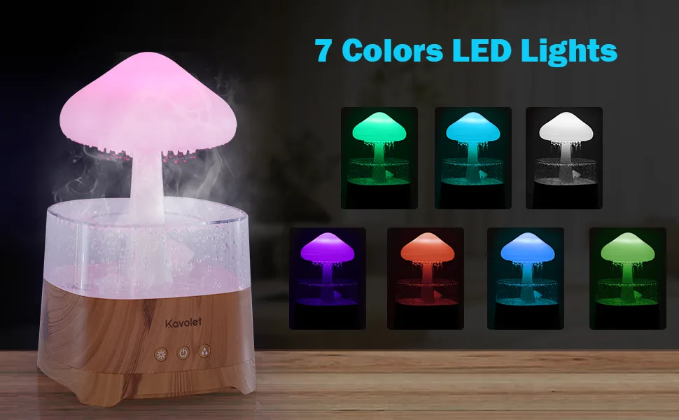 Kavolet Rain Cloud Humidifier with Remote Control White Noise Aroma Diffuer with 3 Level Adjustable Raindrop Night Light Humidifier with 7 Color Changing Lights for Bedroom and Office (White) - product information 5