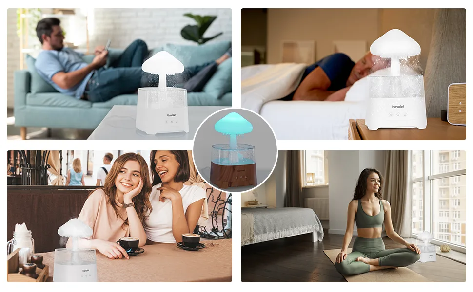 Kavolet Rain Cloud Humidifier with Remote Control White Noise Aroma Diffuer with 3 Level Adjustable Raindrop Night Light Humidifier with 7 Color Changing Lights for Bedroom and Office (White) - product information 7