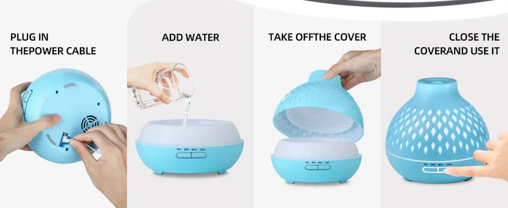SPLITSKY 400ML Essential Oil Diffuser with Remote Control Cool Mist Air Aromatherapy Humidifier 10 Hours Quiet Scent Diffuser 14 LED Colors Timer for Room Bedroom and Office Blue - product information 20