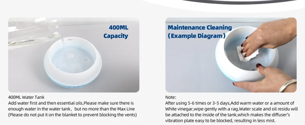SPLITSKY 400ML Essential Oil Diffuser with Remote Control Cool Mist Air Aromatherapy Humidifier 10 Hours Quiet Scent Diffuser 14 LED Colors Timer for Room Bedroom and Office Blue - product information 22