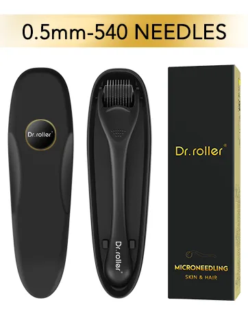 Dr.roller Derma Roller Hair Growth Men Beard Roller Microneedling Roller for Growth 540 0.5mm Titanium Micro Needles Beard Growth Roller Derma Roller 0.5mm for Stimulate Beard and Hair Growth - DERMA ROLLER beard roller