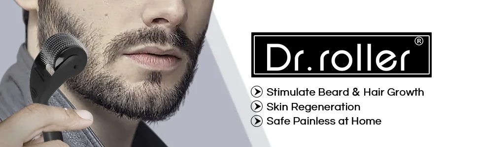 Dr.roller Derma Roller Hair Growth Men Beard Roller Microneedling Roller for Growth 540 0.5mm Titanium Micro Needles Beard Growth Roller Derma Roller 0.5mm for Stimulate Beard and Hair Growth - derma roller hair growth men