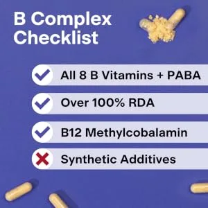 Puro Vitamin B Complex | High Strength | 8 Essential B Vitamins | High Absorption | Methylated with Folate B6 & B12 | 60 Capsules - b complex checklist