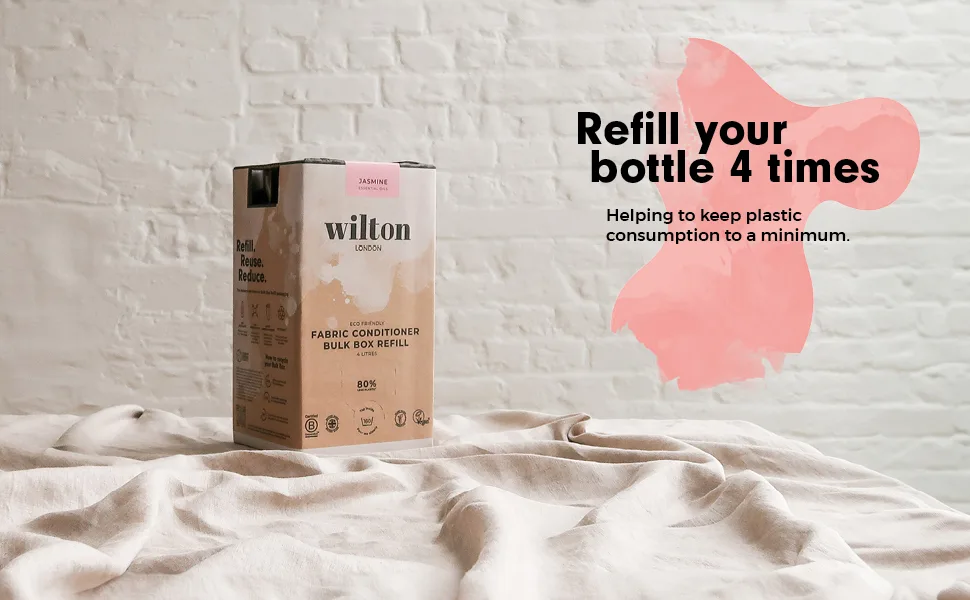 Wilton London Jasmine Fabric Conditioner Refill - 160 Washes - Plant-based & Biodegradable Softner - 100% Recyclable - Less Plastic - Essential Oils - Made in UK - 4L - Jasmine Fabric Conditioner Refill