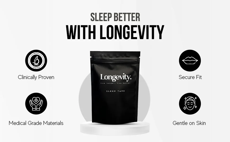 Longevity Sleep Tape - Mouth Tape for Sleeping Snoring Aid Improved Nasal Breathing Strong But Gentle Adhesion (30 Strips) - info