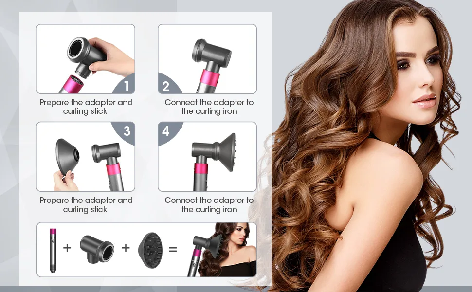 Diffuser and Adaptor Compatible with Dyson Airwrap Styler Attachments Airwrap Diffuser Hood Nozzle Fitting for Airwrap Styler Into A Hair Dryer Combination - Diffuser and Adapter