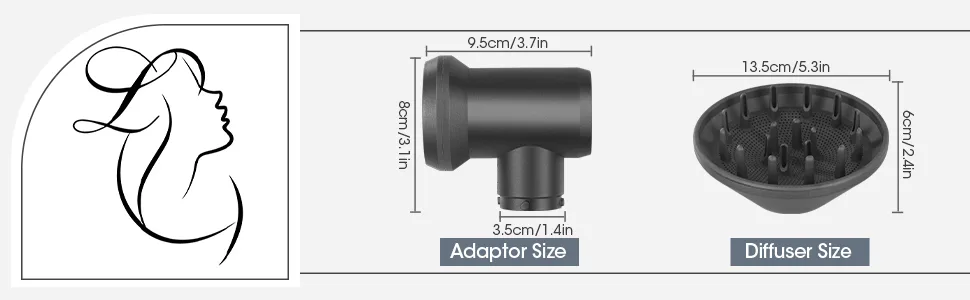 Diffuser and Adaptor Compatible with Dyson Airwrap Styler Attachments Airwrap Diffuser Hood Nozzle Fitting for Airwrap Styler Into A Hair Dryer Combination - Diffuser and Adapter