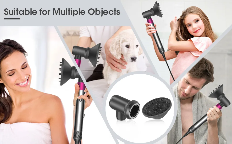 Diffuser and Adaptor Compatible with Dyson Airwrap Styler Attachments Airwrap Diffuser Hood Nozzle Fitting for Airwrap Styler Into A Hair Dryer Combination - Diffuser and Adapter