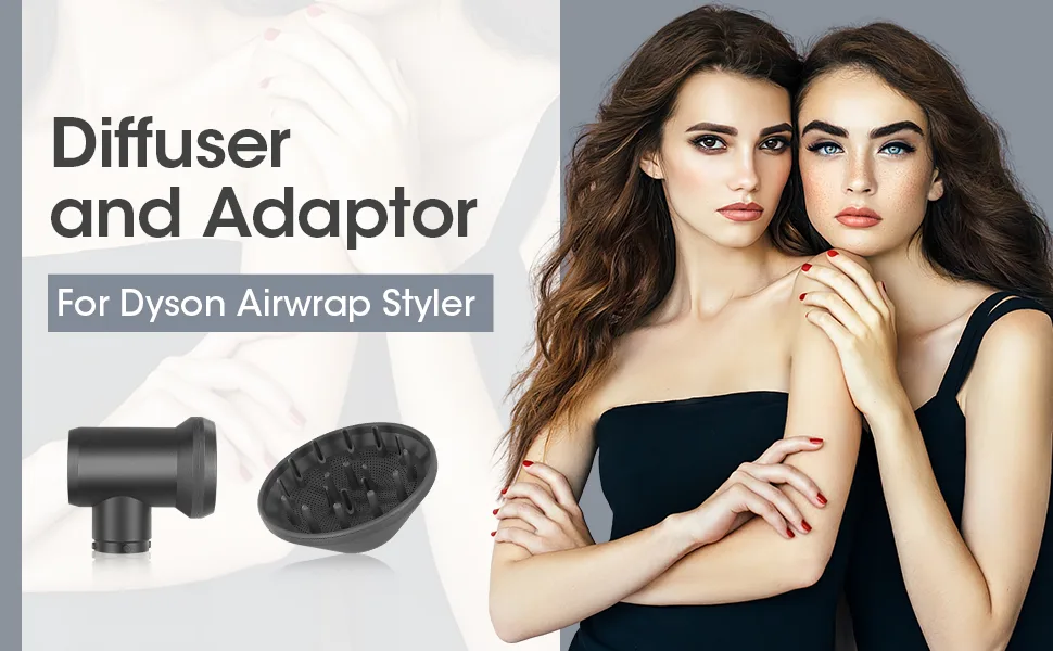 Diffuser and Adaptor Compatible with Dyson Airwrap Styler Attachments Airwrap Diffuser Hood Nozzle Fitting for Airwrap Styler Into A Hair Dryer Combination - Diffuser and Adapter