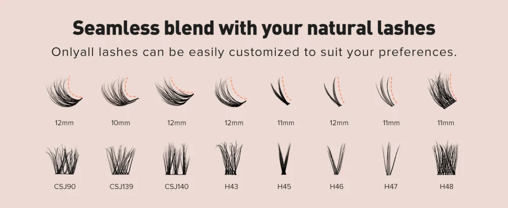 Onlyall Lash Clusters DIY Eyelash Extensions 32 Cluster Lashes Individual Lashes Natural Look Strip Lashes Extension False Lashes CSJ-139 CSJ-139(10MM) - cluster lashes