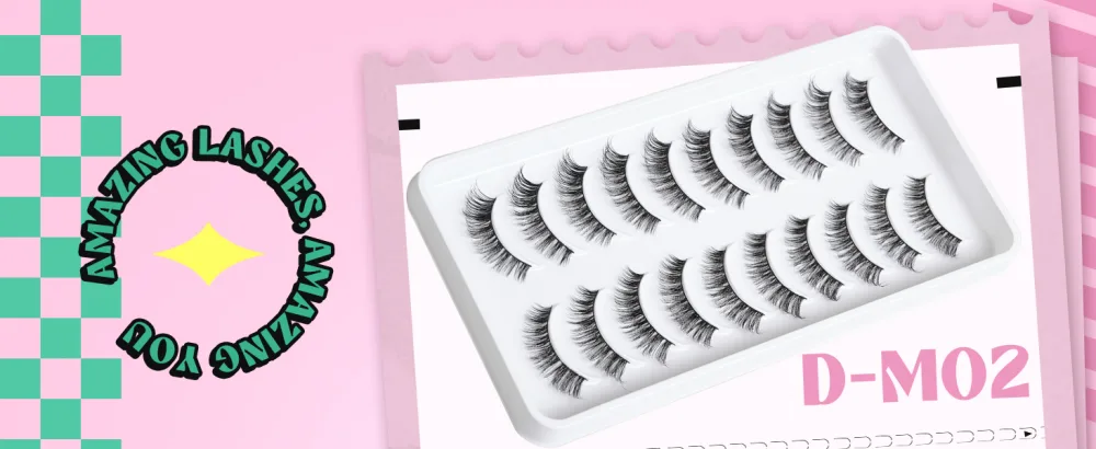 Natural Lashes Wispy Eyelashes Natural Look False Lashes Mink False Eyelashes Volume Lashes Thin Band Eyelashes 10 Pairs D-M02 D-M02 (12mm) - Mink Lashes Full Volume Lashes Natural Look like kiss lashes
