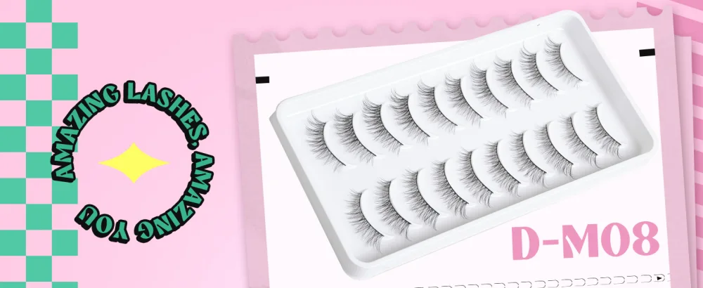 Wispy Lashes Natural Look False Lashes Gradual Lash Natural Lashes Fake Eyelashes Thin Band Eyelashes 10 Pairs D-M08 D-M08 (10mm) - Mink Lashes Full Volume Lashes Natural Look like kiss lashes
