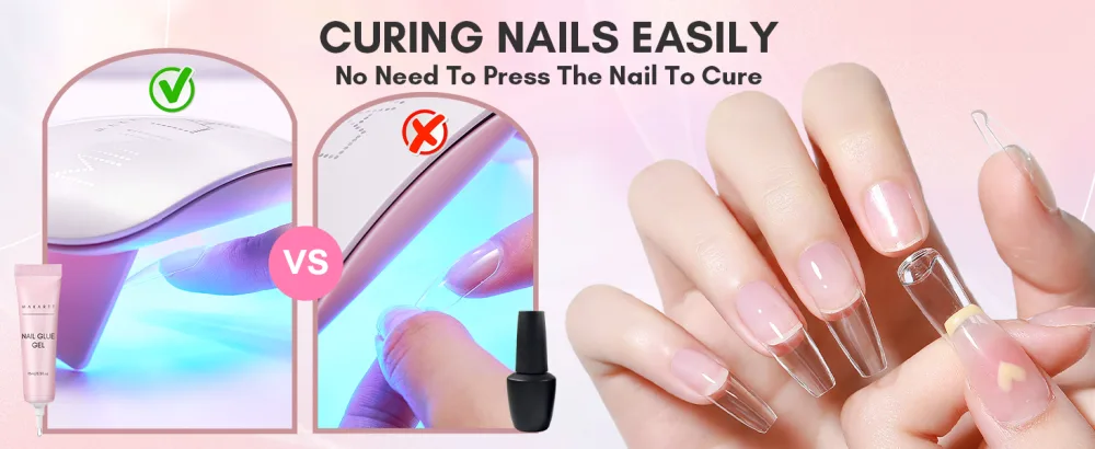 Makartt Solid Nail Glue Gel for Press On Nails Nail Tips Glue Gel False Nail Glue Strong Nail Glue for Acrylic Nails Pink - false nail glue extra strong