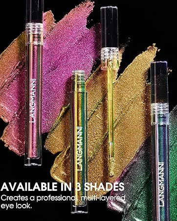 LANGMANNI 3Pcs Hyaluronic Acid Lip Gloss Set Hydrate & High Shine Clear Looking Lips Smooth Texture And Long Lasting Lip moisturizing Brightening 0.1oz/pc (#4+#5+#6) - 3 Pcs Liquid Chameleon Eyeshadow