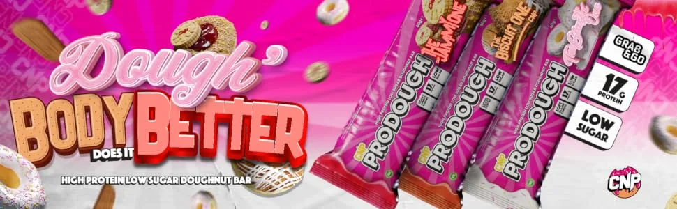 CNP Professional Prodough Milk Protein Bars 17g Protein Soft Centre Filled High-Protein Low-Sugar Bars Available in 3 Delicious Flavours (The Biscuit One) - CNP Prodough