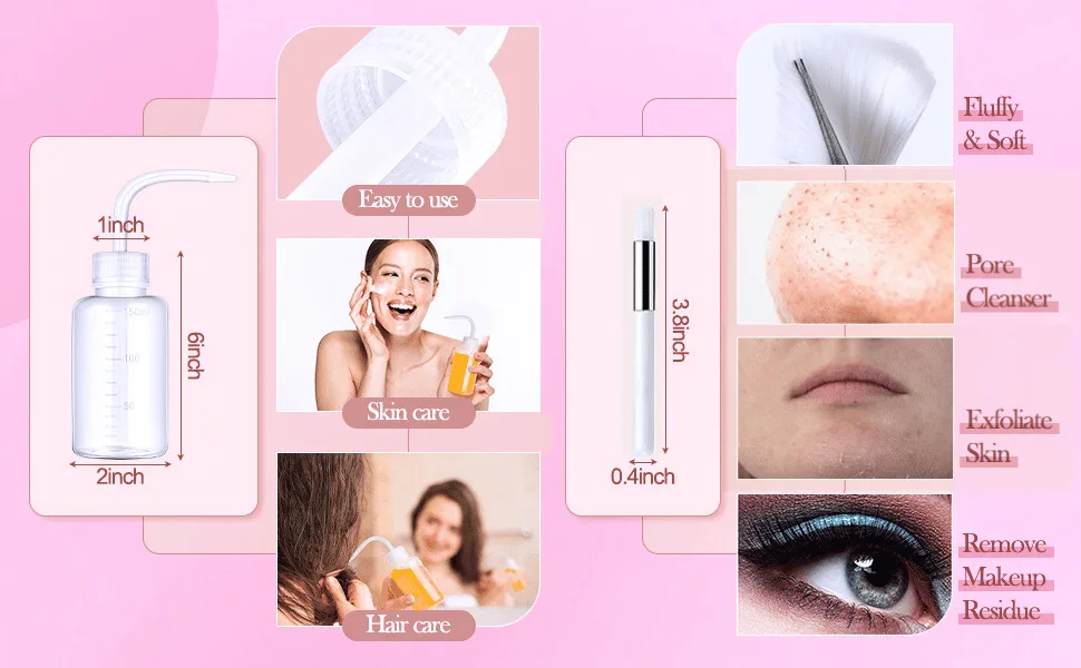Tongyend Lash Shampoo for Lash Extensions Eyelash Extension Cleanser Lash Cleanser for Extensions with Brushes Eyelash Extension Shampoo for Eyelashes Extension Remover Salon & Home Use (2pc) Lash Shampoo-2pc - Eyelash Extension with USB Air Conditioning Blower Lash Fan 50ml Lash Shampoo Brush with Wash Bottle