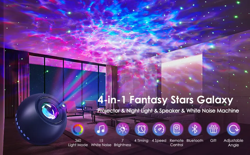 Galaxy Projector HD RGB Star Projector Night Light Projector for Bedroom 15 White Noise Galaxy Light Projector HiFi Bluetooth Speaker Galaxy Light Remote&Timer Sensory Lights Projector Light for kids Deep Sky Blue - galaxy projector star light projector for bedroom lights for bedroom galaxy projector for bedroom