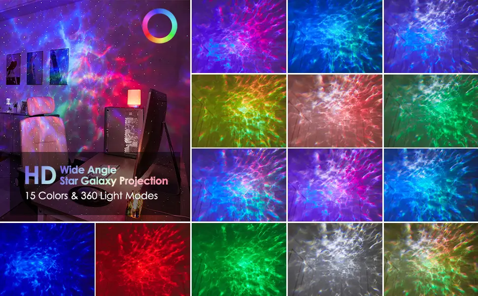 Galaxy Projector HD RGB Star Projector Night Light Projector for Bedroom 15 White Noise Galaxy Light Projector HiFi Bluetooth Speaker Galaxy Light Remote&Timer Sensory Lights Projector Light for kids Deep Sky Blue - galaxy projector star light projector for bedroom lights for bedroom galaxy projector for bedroom