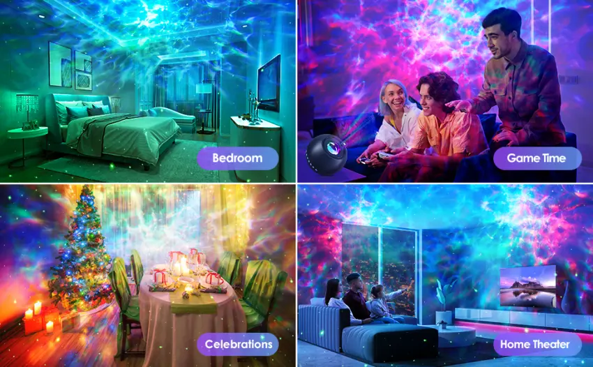 Galaxy Projector HD RGB Star Projector Night Light Projector for Bedroom 15 White Noise Galaxy Light Projector HiFi Bluetooth Speaker Galaxy Light Remote&Timer Sensory Lights Projector Light for kids Deep Sky Blue - light projector for bedroom galaxy light for bedroom galaxy projector for bedroom star projector