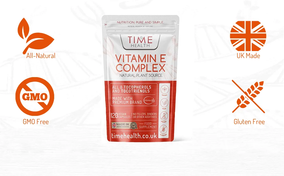 Vitamin E Complex - All 8 E Tocopherols & Tocotrienols - 120 Capsules - Plant-Based & Whole Food - Orangutan Friendly - Vegan - No Fillers Binders or Flow Agents - Vitamin E 120