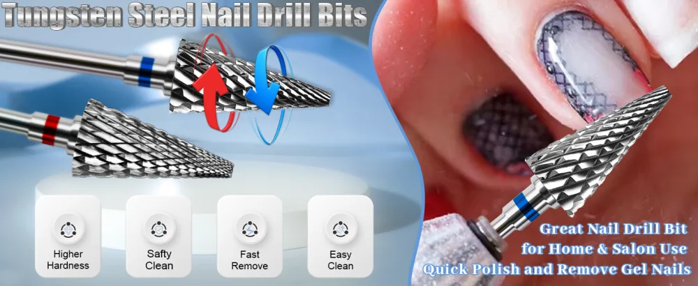 2 Pcs Nail Drill Bits 3/32" Shank Drill Bits for Acrylic Gel Nails Professional Efile Nail Drill Bits for Home Salon Fine & Medium Nail Bits MF - efile nail drill bits