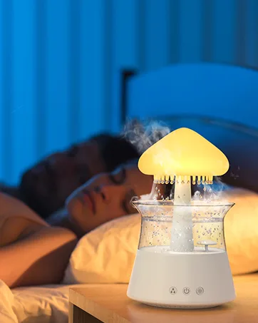Diffuserlove Rain Cloud Humidifier Diffuser Water Drip Humidifier with Remote Waterfall Lamp Mushroom Humidifier Rain Sounds White Noise Humidifier Air Humidifiers for Bedroom Desk - DIFFUSERLOVE