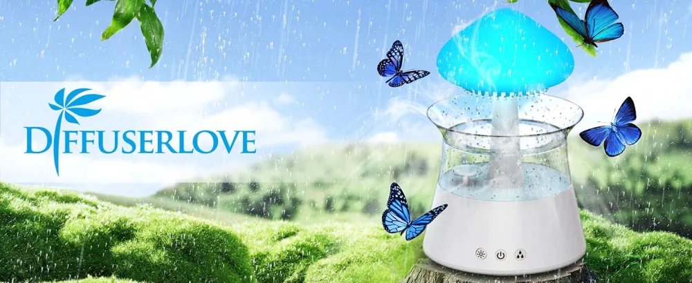 Diffuserlove Rain Cloud Humidifier Diffuser Water Drip Humidifier with Remote Waterfall Lamp Mushroom Humidifier Rain Sounds White Noise Humidifier Air Humidifiers for Bedroom Desk - humidifiser