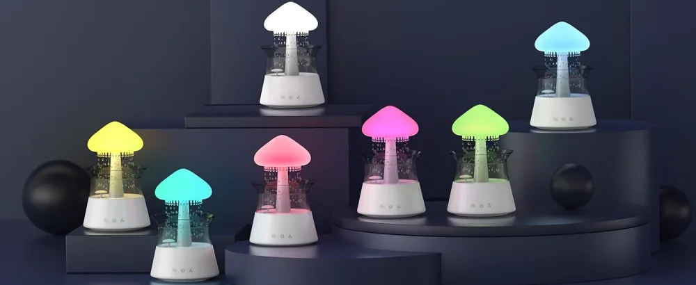 Diffuserlove Rain Cloud Humidifier Diffuser Water Drip Humidifier with Remote Waterfall Lamp Mushroom Humidifier Rain Sounds White Noise Humidifier Air Humidifiers for Bedroom Desk - humidifiser