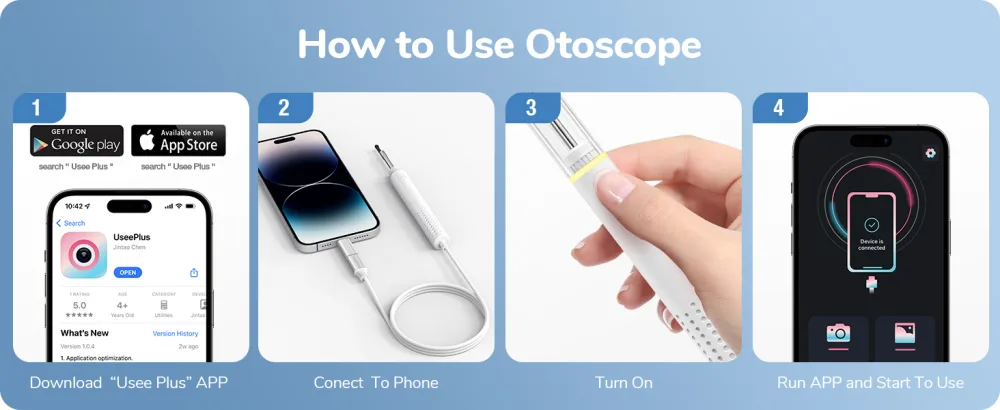ScopeAround Otoscope for iPhone (No WiFi Needed) 3.9mm Ultra-Thin Ear Camera with 6 LED Lights Ear Wax Removal Kit Camera with Specula Protection Ear Wax Removal Tool Compatible with iPhone/Android - ear wax removal