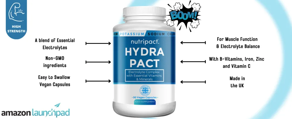 Electrolytes Complex Plus Rehydration Fasting Hangover Keto Friendly Formula with Added Vitamins & Minerals 90 Vegan Capsules High Strength Electrolyte Supplement Hydra Pact by Nutripact - hydra pact 3