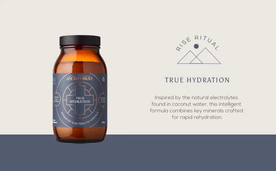 Ancient + Brave True Hydration 180g Jar - Electrolyte Formula with Magnesium Potassium and Chromium - for Morning Hydration Post Workout Recovery and Fasting Support - Natural Coconut Water Blend - inspired by natural electrolytes found in coconut water, combines minerals for rapid rehydration