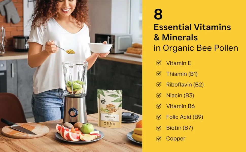 Earths Basket Organic Bee Pollen granules Raw & ethically harvested 75g - Vitamins & minerals