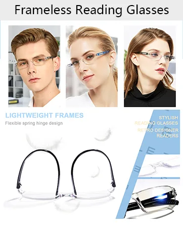 Hubeye Retro Oversized Large Frame Reading Glasses for Women Men Black Square Fashion Oprah Style Blue Light Blocking Computer Reader 1.75 Black 1.75 Dioptres - Frameless reading glasses