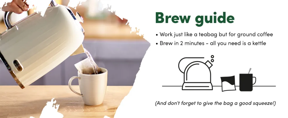 Taylors of Harrogate Decaffe Coffee Bags 80 Enveloped Bags 80 Coffee Bags Decaf - Brew guide