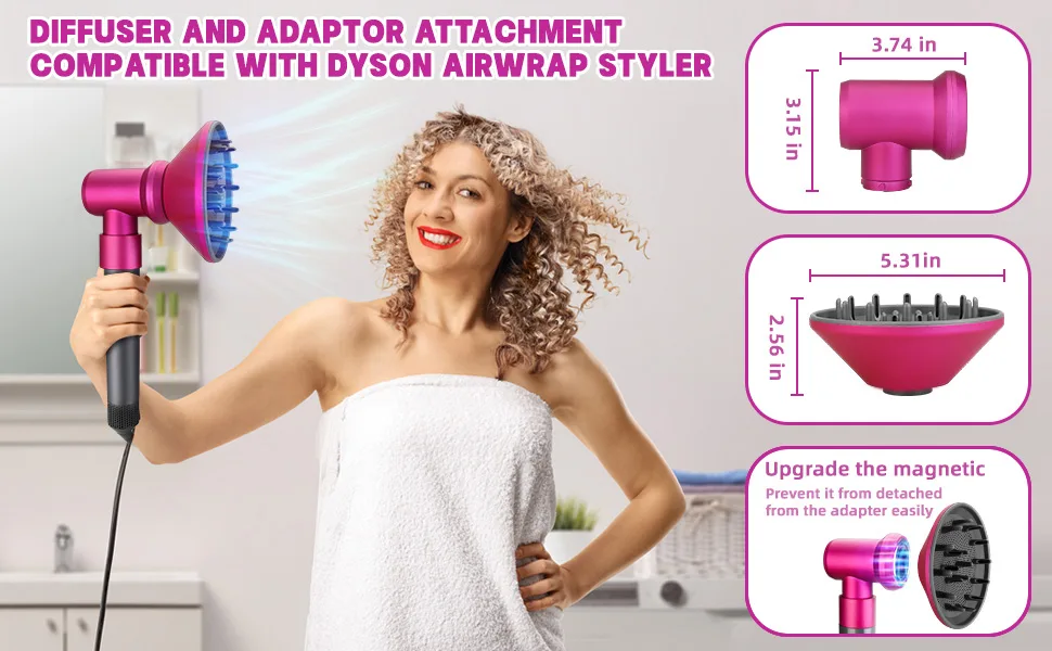 YTCHYYSK Diffuser Attachment Compatible with Dyson Airwrap and Adaptor Converting Styler To Hair Dryer Rose Diffuser and Adaptor - diffuser