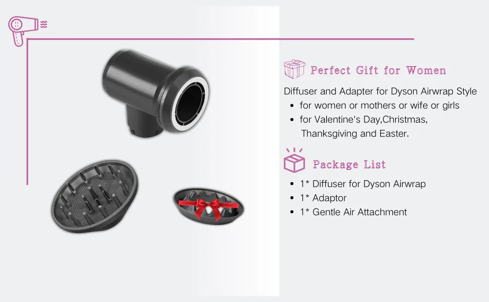 YTCHYYSK Upgraded Diffuser Attachment and Adaptor Replacement for Dyson Airwrap Converting Styler To Hair Dryer Gift for Women Girls (Light Gray) - dyson diffuser attachment