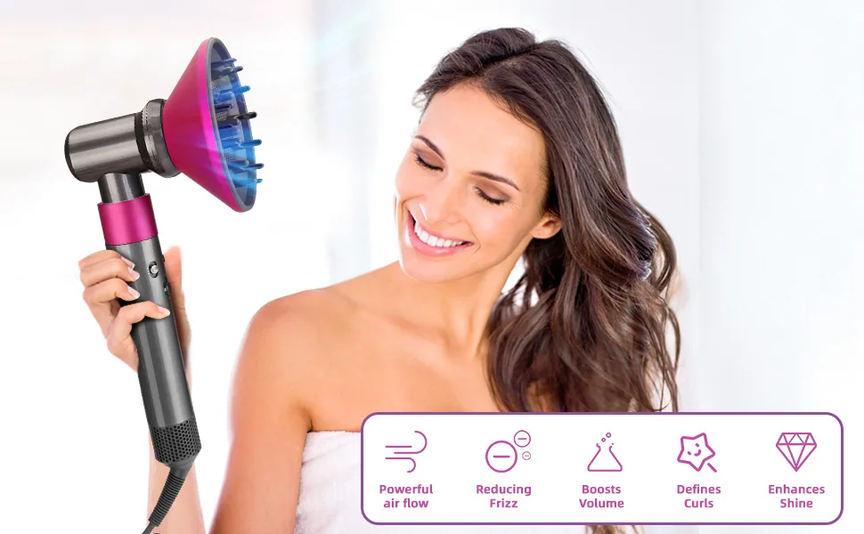 YTCHYYSK Diffuser Attachment for Dyson Airwrap with Adaptor and Gentle Air Attachment Set for Dyson Converting to Hair Dryer Gifts for Women Rose Diffuser and Light Gray Adaptor - dyson airwrap diffuser attachments