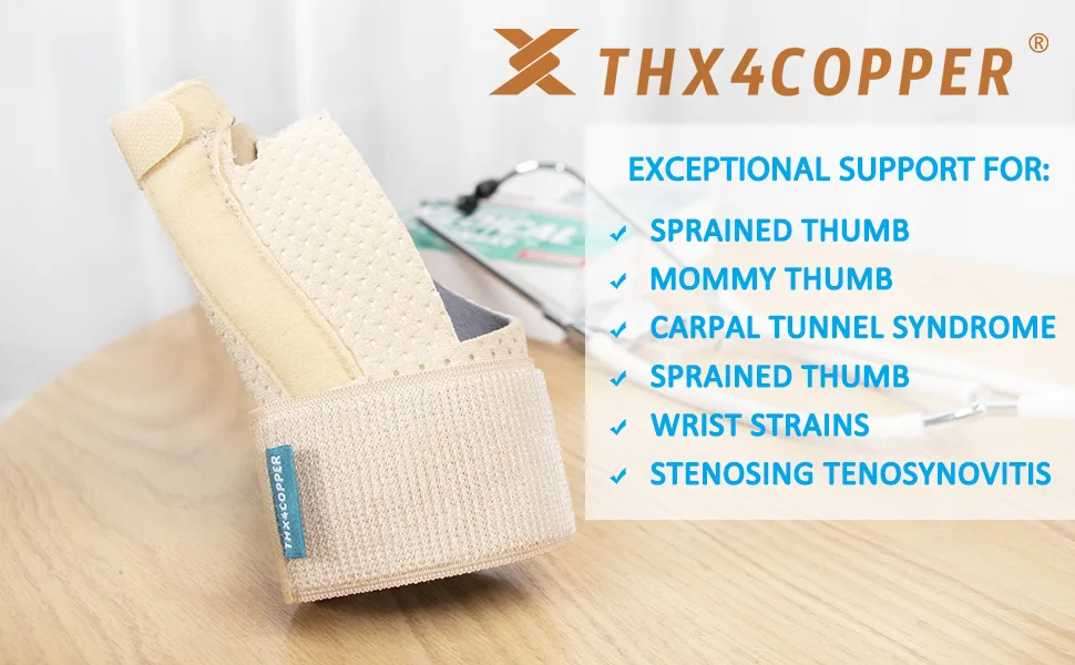 Thx4COPPER Thumb Brace & Wrist Stabilizer-Thumb Splint for Tendonitis Sprains Carpal Tunnel Arthritis-Thumb Support Wrap for Trigger Finger L-XL Beige - product information 14