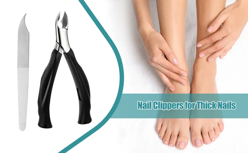 Nail Clippers for Thick Nails Heavy Duty Toenail Cutters with Nail File Pedicure Tool for Ingrown Hard Toenail Fingernail - Nail Clippers