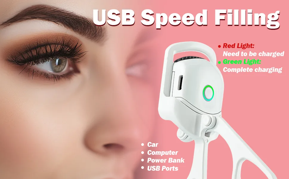 Heated Eyelash Curler Two-Speed Temperature Control Long-Lasting Heated Eyelash Curler for Thick and Sparse Lashes 24 Hour Long-Lasting Curl - B0CL9Y1T1J