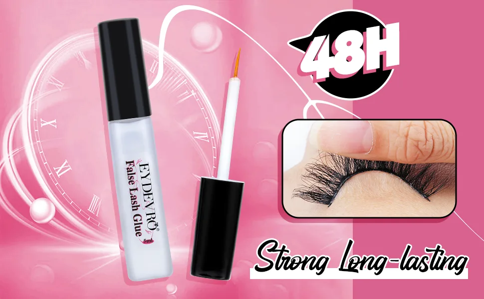 Lash Glue Strong Hold False Eyelash Glue Adhesive Waterproof Lash Glue Alcohol Free Lash Adhesive for Strip Lashes by EYDEVRO - 28-31E