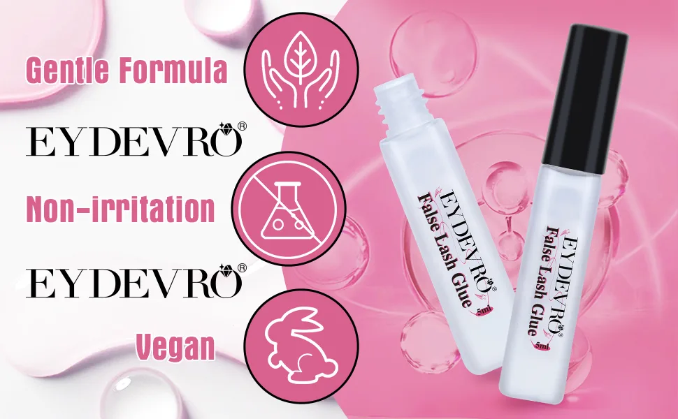 Lash Glue Strong Hold False Eyelash Glue Adhesive Waterproof Lash Glue Alcohol Free Lash Adhesive for Strip Lashes by EYDEVRO - 28-31E