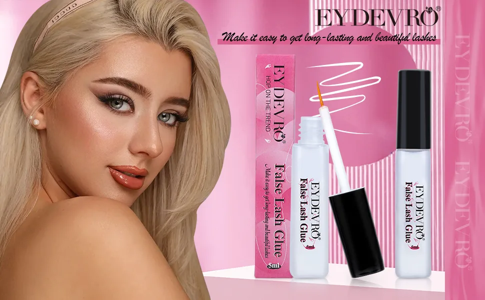 Lash Glue Strong Hold False Eyelash Glue Adhesive Waterproof Lash Glue Alcohol Free Lash Adhesive for Strip Lashes by EYDEVRO - 28-31E