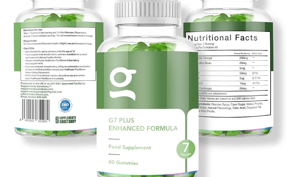 G7 Plus Greens Gummies Supports Healthy Weight Loss (60 Gummies)-Green 7 Formula - product information 18