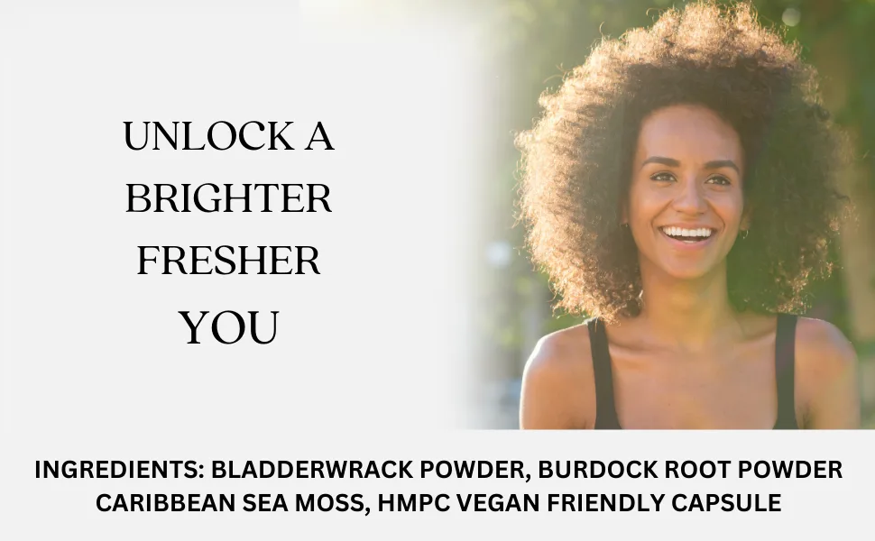 Sea Moss Capsules with Bladderwrack & Burdock | 60 Capsules | 1200mg | Caribbean Sea Moss | Non GMO | Vegan | - SEA MOSS, BLADDERWRACK burdock root CAPSULES INGREDIENTS, HAPPY FEMALE HMPC CAPSULES FEEL GOOD