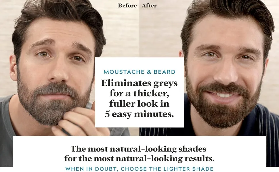 Just for men Moustache & Beard Medium Brown Dye Eliminates Grey for a Thicker & Fuller Look M35 M35 - Medium Brown - JFM M&B